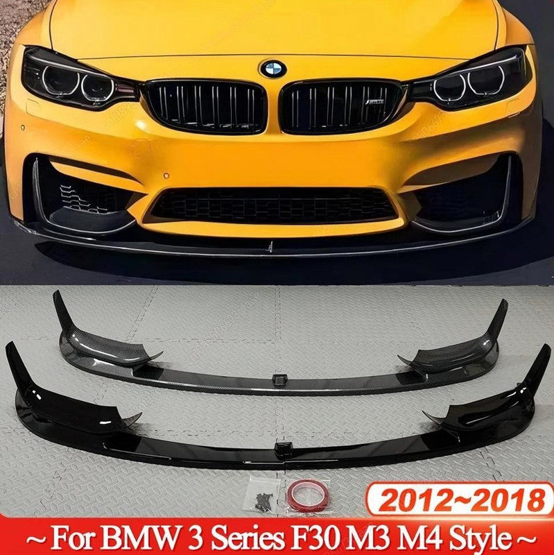 Car Craft Compatible With Bmw 3 Series F30 2012-2018 M Sport M3 M4 Front Bumper Lip Splitter Skirts Carbon Fiber Look