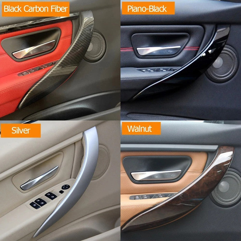 Car Craft Compatible With Bmw 3 Series F30 2012-2018 3 Series Gt F34 2012-2018 4 Series F36 F32 F33 F80 F82 F83 Interior Door Pull Handle Outer Cover Trim Panel 51417275487l Silver Carbon Fiber Left CC-7841 - CAR CRAFT INDIA