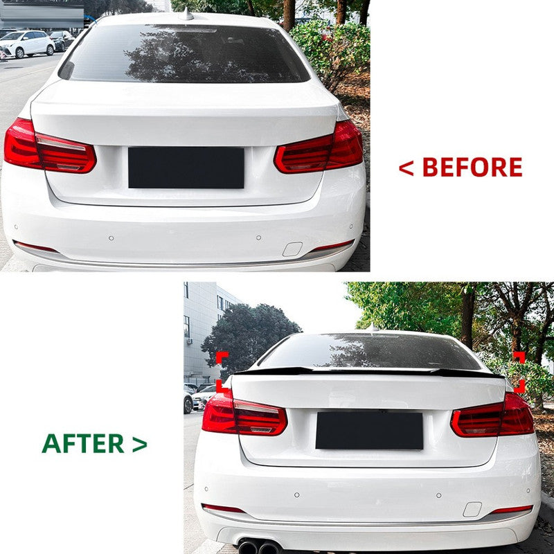 Car Craft Compatible With Bmw 3 Series F30 F80 M3 M4 2012-2019 Rear Trunk Boot Roof Wing Lip Spoiler Splitter Skirts Zst-647 Glossy Black