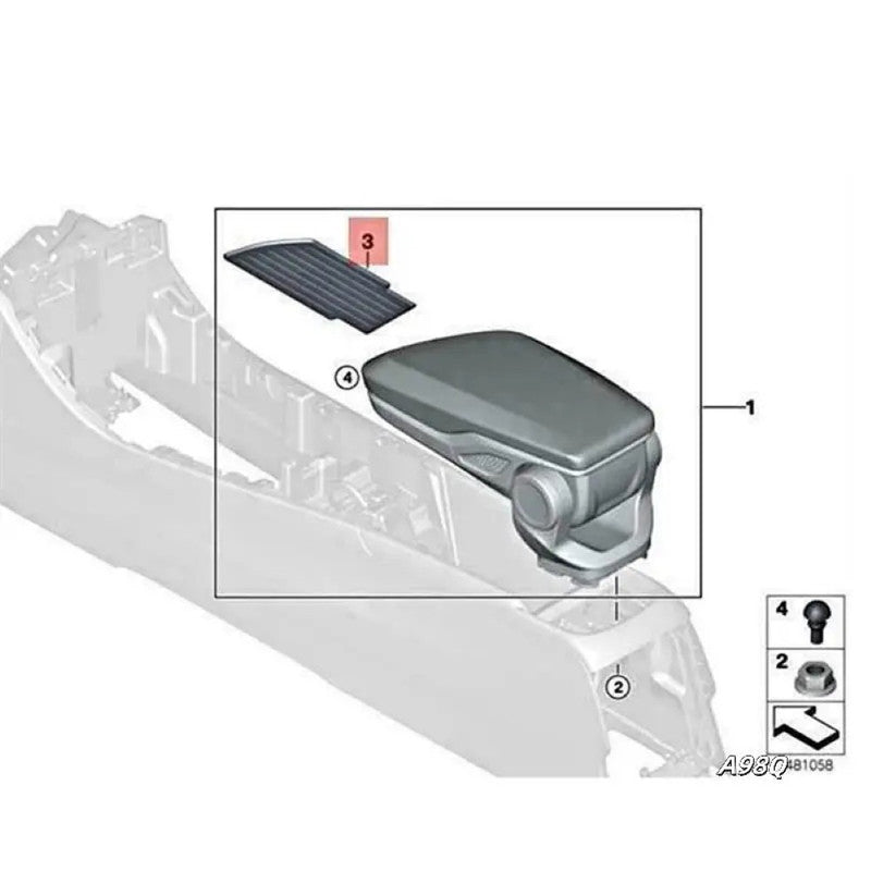 Car Craft Compatible With Bmw X1 F48 F49 2016-2024 Car Central Control Armrest Box Rubber Pad Storage Box Pad For LHD Car USA 51169387378 CC-8977