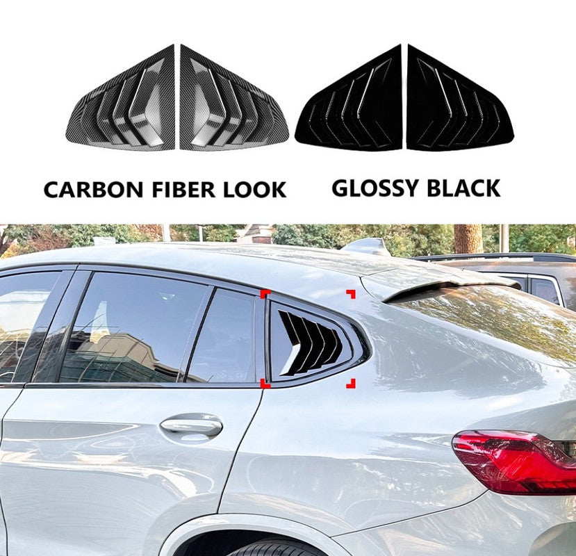 Car Craft Compatible With Bmw X4 G02 2018-2024 Rear Side Window Mirror Louver Spoiler Cover Glossy Black Zst-685 Gb