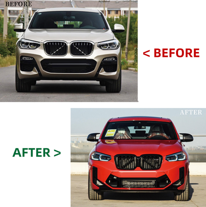 Car Craft Compatible With Bmw X4 G02 2018-2021 To X4 G02 Lci 2023+ X4m M Sports Upgrade Facelift Conversion Bodykit Bumper Headlight