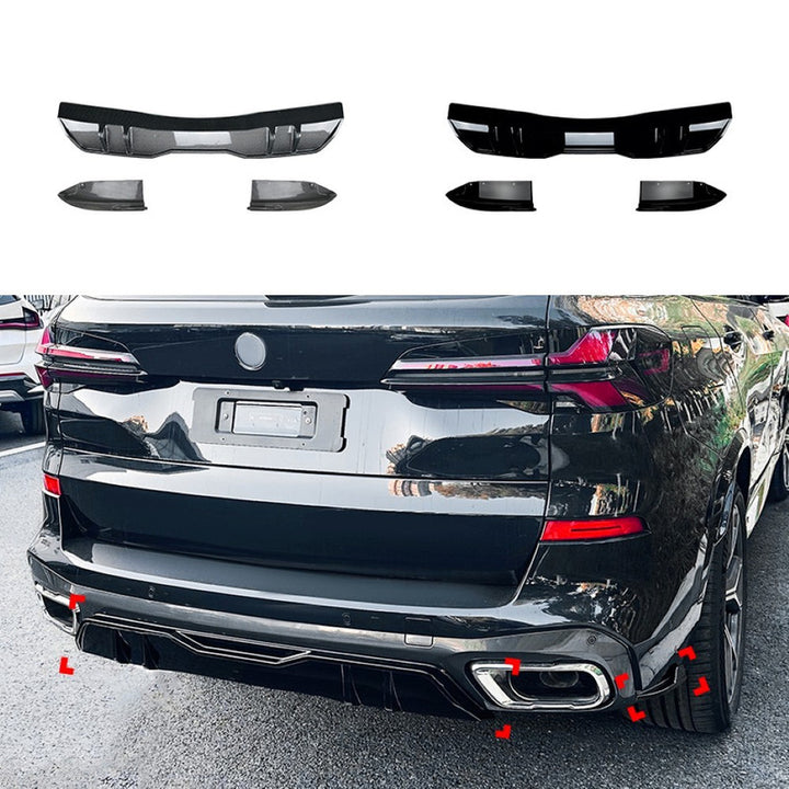 Car Craft Compatible With Bmw X5 G05 2019-2023 M Sports Bumper Rear After Lip Diffuser Splitter Skirts Flag Carbon Fiber Look Zst-564 Zst-610 Cf