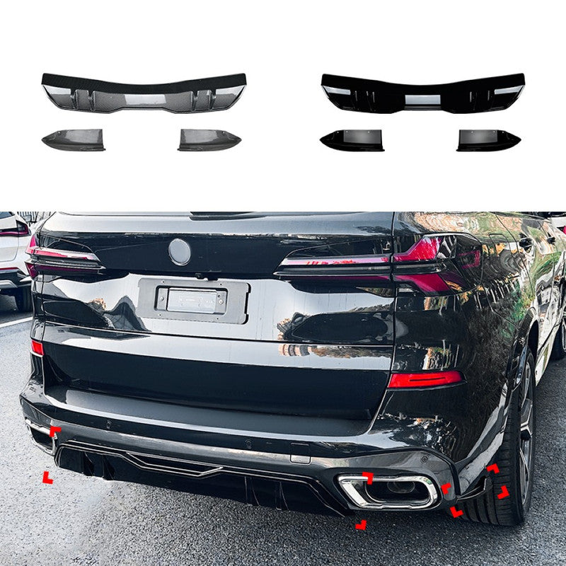 Car Craft Compatible With Bmw X5 G05 2019-2023 M Sports Bumper Rear After Lip Diffuser Splitter Skirts Flag Glossy Black Zst-564 Zst-610 Gb