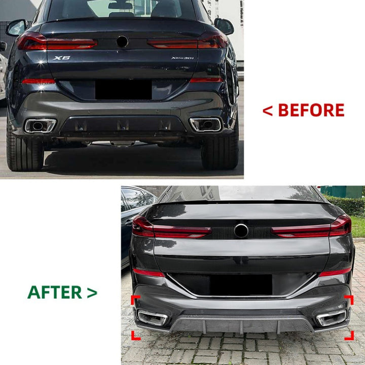 Car Craft Compatible With Bmw X6 G06 2019+ M Sport M Performance Rear Bumper Lip Skirt Splitter Diffuser Spoiler Zst-671 Cf Carbon Fiber Look