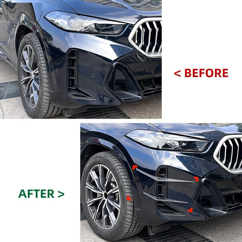 Car Craft Compatible With Bmw X6 G06 Lci 2023+ M Sport X6m Front Bumper Canard Lip Splitter Skirts Winglet Apron Spoile Air Vent Zst-1016 Glossy Black