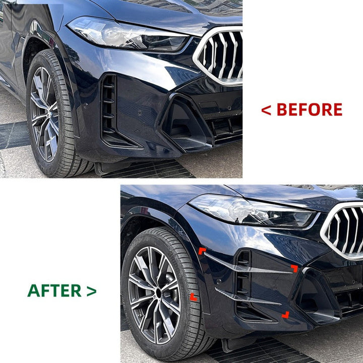 Car Craft Compatible With Bmw X6 G06 Lci 2023+ M Sport X6m Front Bumper Canard Lip Splitter Skirts Winglet Apron Spoile Air Vent Zst-1016 Glossy Black