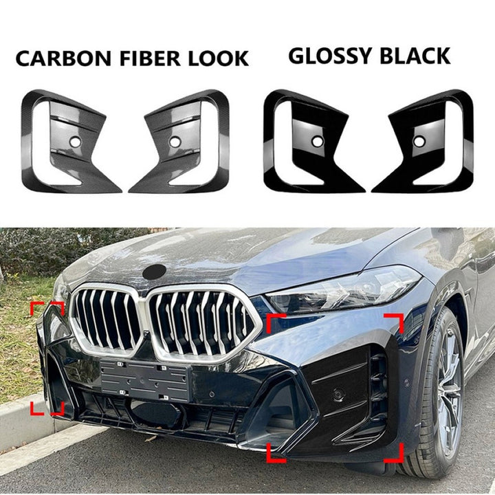 Car Craft Compatible With Bmw X6 G06 Lci 2023 M Sports Front Bumper Lip Splitter Skirts Canard Flag Carbon Fiber Look Zst-665 Cf