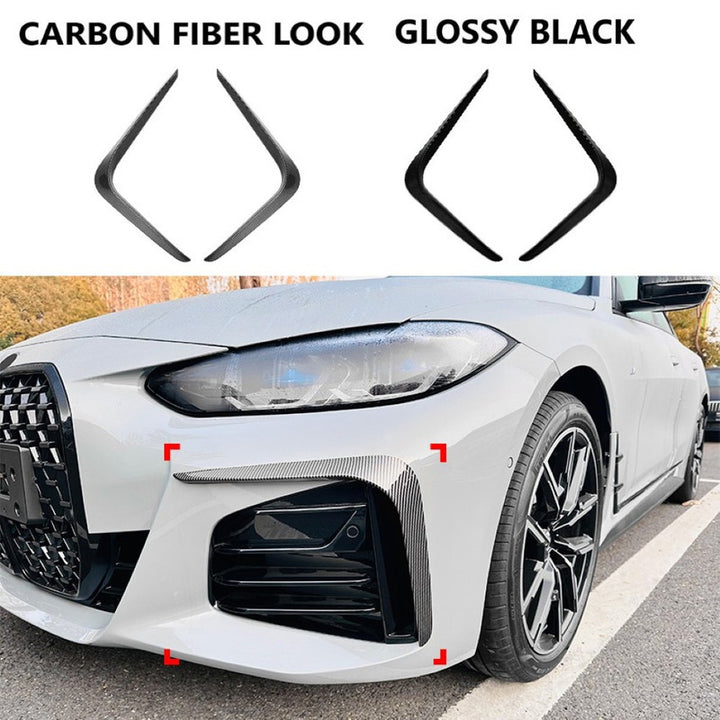 Car Craft Compatible With Bmw 4 Series M4 G22 G26 2020+ Coupe M Sports Front Bumper Lip Splitter Skirst Flag Canard Carbon Fiber Look Zst-625 Cf Usa