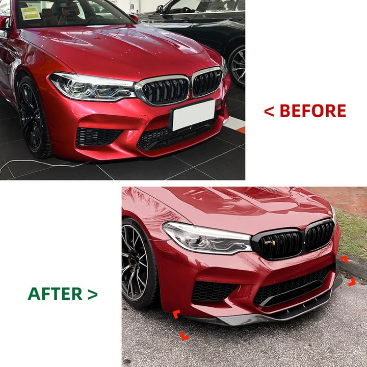 Car Craft Compatible With Bmw 5 Series G30 F90 2018-2020 Front M5 Bumper Lip Skirt Splitter Spoiler Zst-990 Cf Carbon Fiber Look