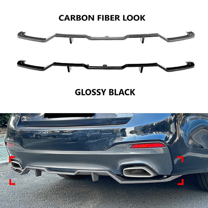 Car Craft Compatible With Bmw 5 Series G30 2017-2021 M Sports Bumper Rear After Lip Diffuser Splitter Skirts Blade Style Carbon Fiber Look Zst-883 Cf