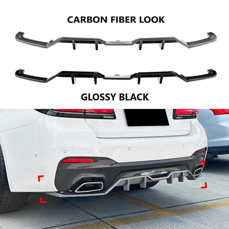 Car Craft Compatible With Bmw 5 Series G30 Lci 2021-2023 M Sports Bumper Rear After Lip Diffuser Splitter Skirts Blade Style Carbon Fiber Look Zst-884 Cf