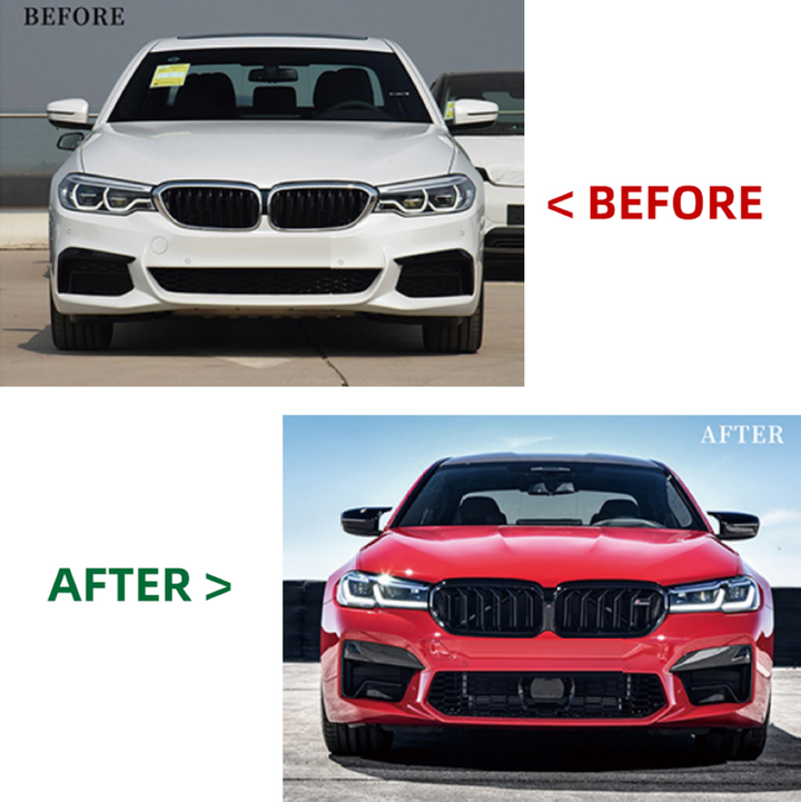 Car Craft Compatible With Bmw 5 Series G30 2017-2020 To G30 Lci F90 2021+ M5 M Sports Wide Upgrade Facelift Conversion Bodykit Bumper Hood Trunk Headlight Taillight