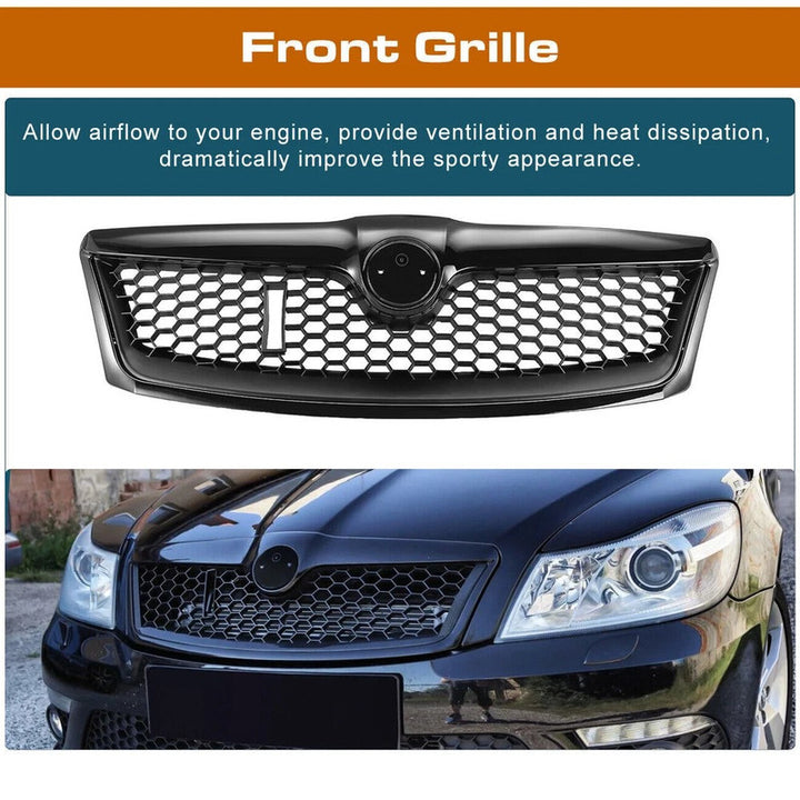 Car Craft Compatible With Skoda Laura Octavia 2009-2013 Rs Vrs Style Front Bumper Show Grill Honeycomb Black