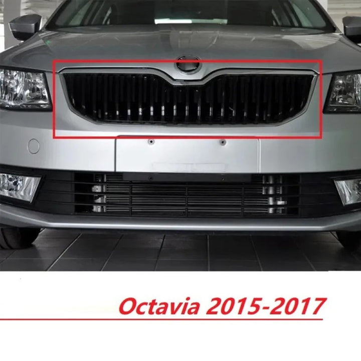 Car Craft Compatible With Skoda Octavia Iii 2013-2016 Rs Vrs Style Front Bumper Show Grill Black