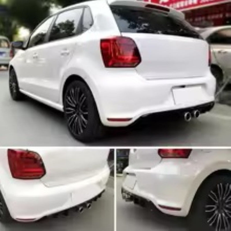 Car Craft Compatible With Vw Volkswagen Polo 2010-2024 Upgrade Facelift Convert To R400 R Line Style Rear Bumper Exhaust Tip Tailgate Pipe Silensor