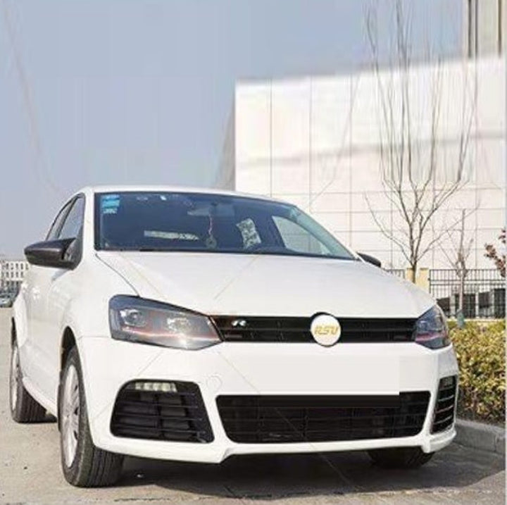 Car Craft Compatible With Vw Volkswagen Polo 2010-2024 Upgrade Facelift Convert To R400 R Line Style Front Bumper Show Grill Black