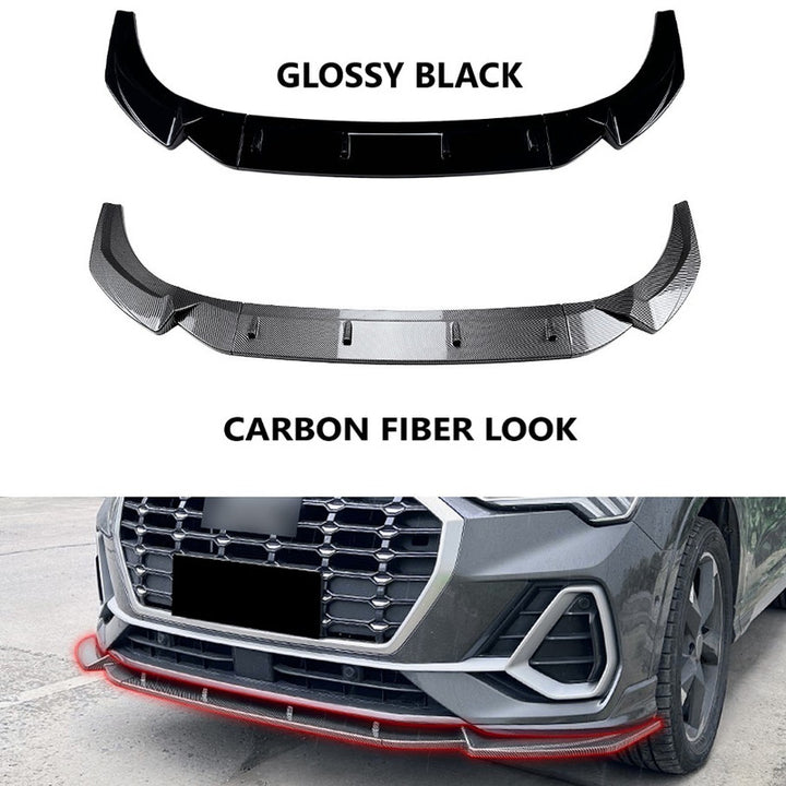 Car Craft Compatible With Audi Q3 F3 Sline 2019+ Front Bumper Lip Splitter Diffuser Skirst Flag Canard Carbon Fiber Look Zst-715 Cf