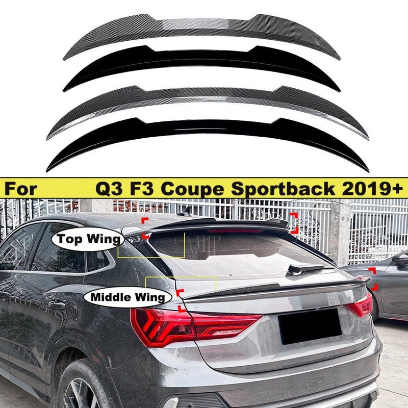 Rear Mid Boot Spoiler Audi Q3 SQ3 RSQ3 Sportback 2018-2024 Gloss Black