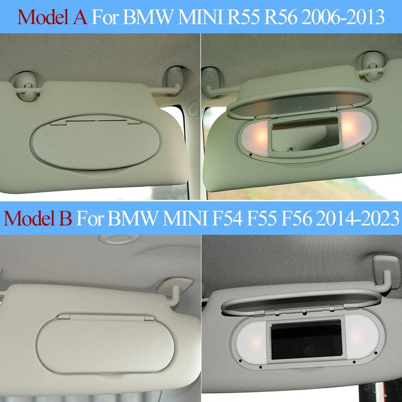 Car Craft Compatible With Bmw Mini R55 R56 2006-2013 Jcw R55 2010-2013 Sun Shade Panel Sun Visor Makeup Cosmetic Mirror Cover 51167361864-1 Gray A