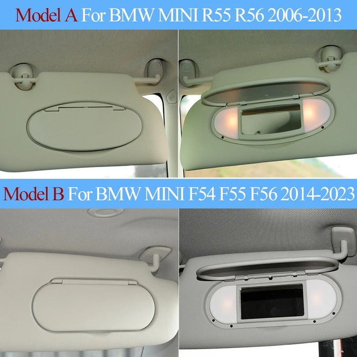 Car Craft Compatible With Bmw Mini R55 R56 2006-2013 Jcw R55 2010-2013 Sun Shade Panel Sun Visor Makeup Cosmetic Mirror Cover 51167361864-1 Gray A