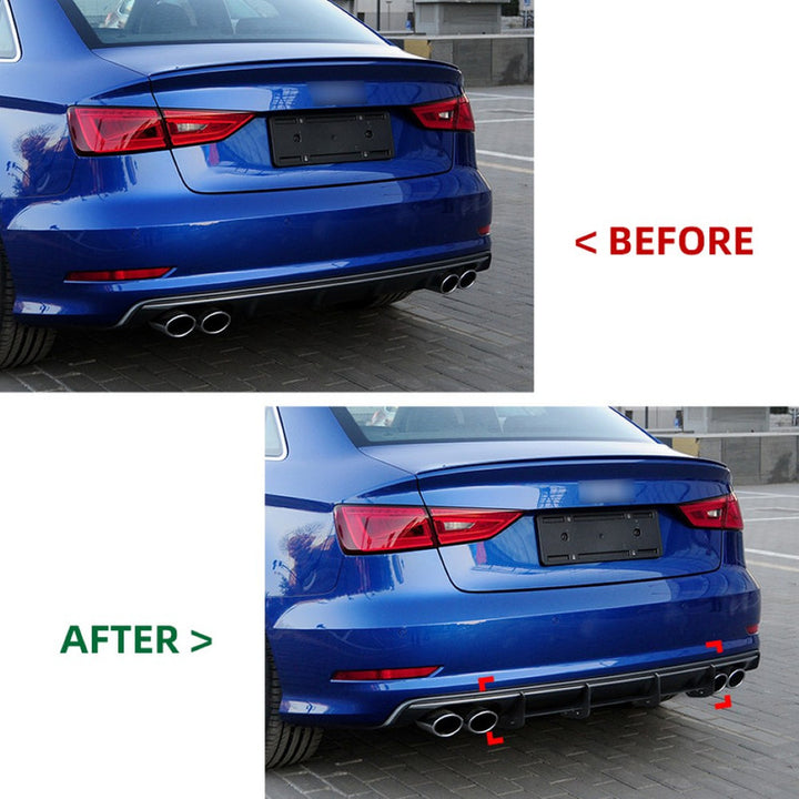 Car Craft Compatible With Audi A3 S3 8v 2013-2015 Rear Bumper Lip Skirt Splitter Diffuser