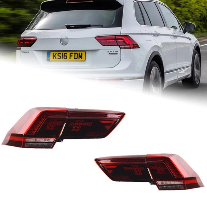 Car Craft Compatible With Vw Volkswagen Tiguan Led Tail Light 2017-2022 Car Rear Upgraded Tail Light Lamp Xenon Taillight Retrofit Upgrade Modified Led Drl Hid Brake Light, Warning Light For Helogn Car