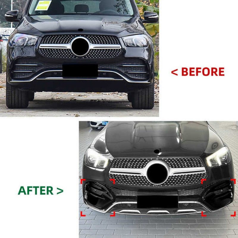 Car Craft Compatible With Mercedes Benz Gle Class W167 2019-2023 Amg Line Front Bumper Fog Lamp Light Grill Cover Frame Zst-920