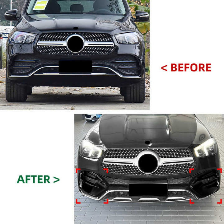 Car Craft Compatible With Mercedes Benz Gle Class W167 2019-2023 Amg Line Front Bumper Fog Lamp Light Grill Cover Frame Zst-920