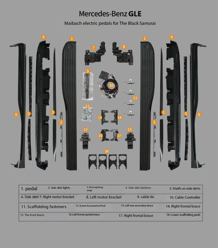 Car Craft Compatible With Mercedes Gle W167 X167 2019-2024 Automatic Deployable Electric Side Step Retractable Ladder Pedal Running Boards Side Step Maybach Style Black Samurai Edition