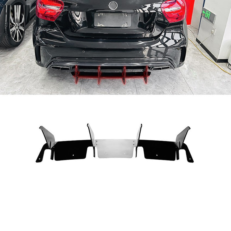 Car Craft Compatible With Mercedes Benz A Class W176 2012-2018 Amg Rear Bumper After Lip Diffuser Lip Skirst Splitter Flag Canard Zst