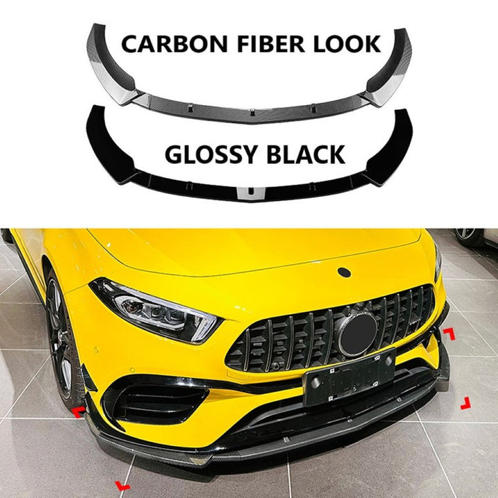 Car Craft Compatible With Mercedes Benz A Class W177 2018-2022 Amg Front Bumper Lip Splitter Diffuser Skirst Flag Canard Carbon Fiber Look Zst-489 Cf