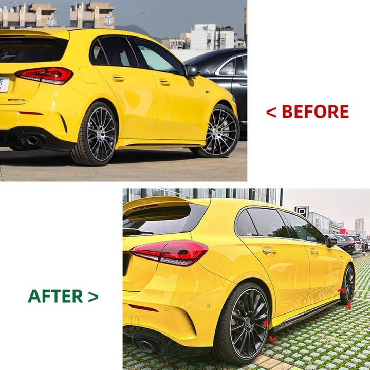 Car Craft Compatible With Mercedes Benz A Class W177 2018+ Hatchback Amg Side Skirts Splitter Running Board Zst-568 Glossy Black