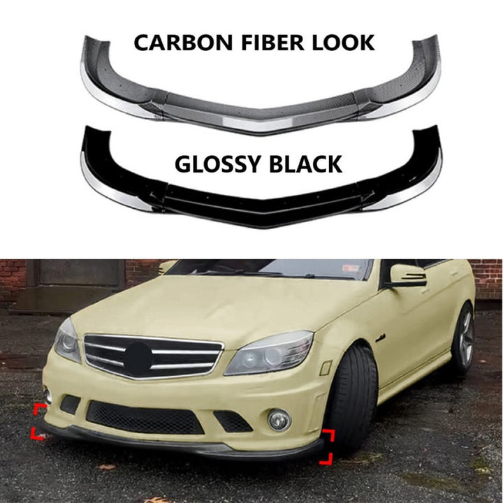 Car Craft Compatible With Mercedes Benz C Class W204 2007-2010 Amg Front Bumper Lip Splitter Diffuser Skirst Flag Canard Carbon Fiber Look Zst-853 Cf