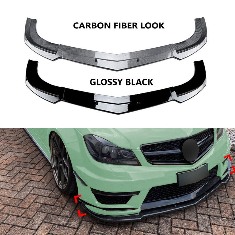 Car Craft Compatible With Mercedes Benz C Class W204 2011-2014 Amg Front Bumper Lip Splitter Diffuser Skirst Flag Canard Carbon Fiber Look Zst-854 Cf