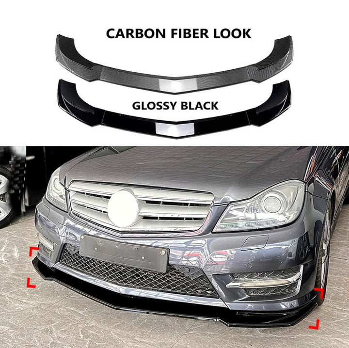 Car Craft Compatible With Mercedes Benz C Class W204 2011-2014 Amg Front Bumper Lip Splitter Diffuser Skirst Flag Canard Carbon Fiber Look Zst-807 Cf