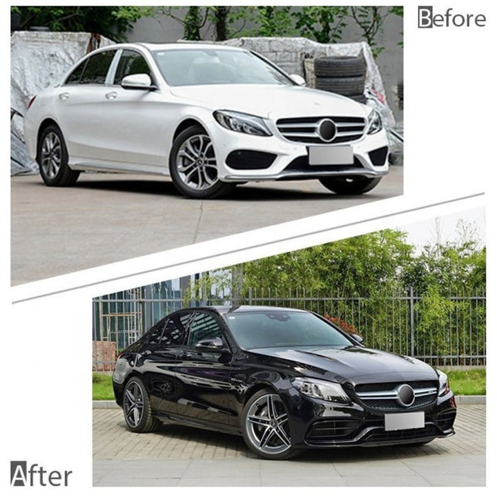 Car Craft Compatible With Mercedes Benz C Class W205 2015-2023 Upgrade Convert To C43 Amg Bodykit Bumper Side Skirts Diffuser After Lip Tips