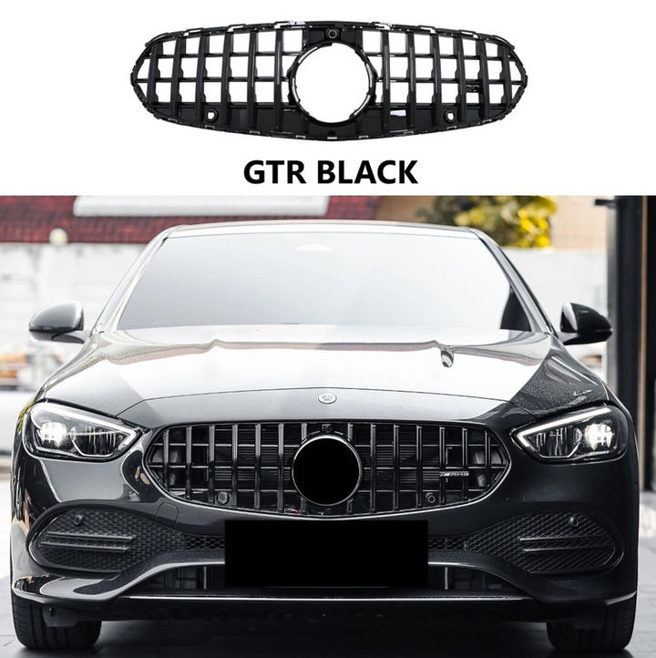 Car Craft Compatible With Mercedes Benz C Class W206 C206 2023 Upgraded Front Bumper Racing Mesh Show Grille With Camera Hole Gtr Black