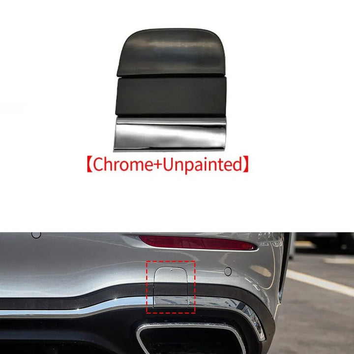 Car Craft Compatible With Mercedes Benz C Class W206 2021-2024 Rear Bumper Tow Hook Towing Tochan Trailer Cover 2068833502-1 2068853603 Black Unpainted - CAR CRAFT INDIA