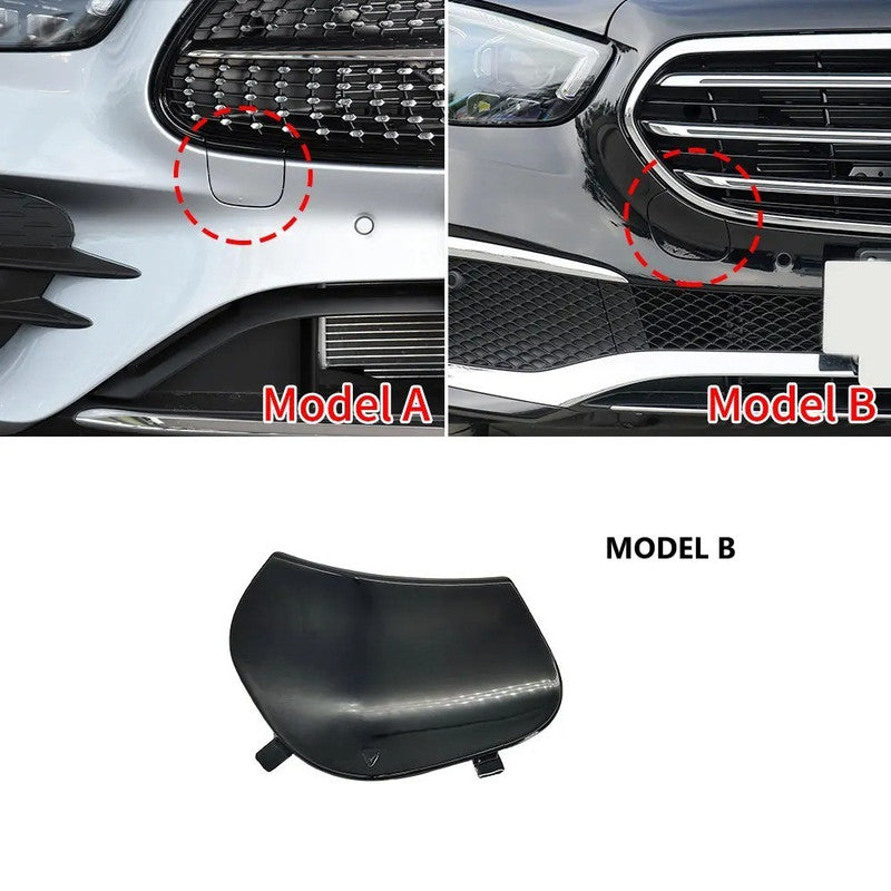 Car Craft Compatible With Mercedes Benz E Class W213 Lci 2021-2023 Amg Front Bumper Tow Hook Towing Tochan Trailer Cover 2138851503 Model B Unpainted - CAR CRAFT INDIA