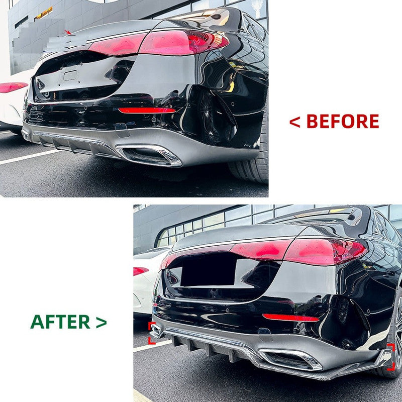 Car Craft Compatible With Mercedes Benz E Class W214 2024+ Rear Amg Bumper After Lip Splitter Skirst Diffuser Zst-808 Gb Glossy Black