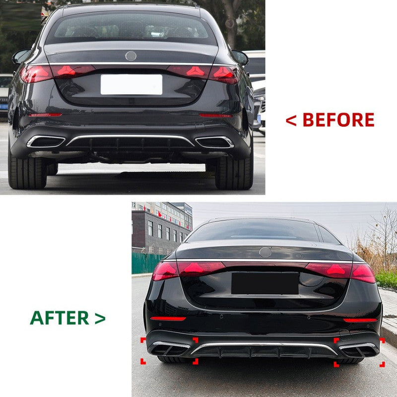 Car Craft Compatible With Mercedes Benz E Class W214 2024+ Amg Rear Exhaust Pipe Muffler Tip End Cover Trim Frame Chrome Zst-681 Ch