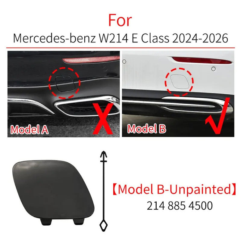 Car Craft Compatible With Mercedes Benz E Class W214 2024-2026 Rear Bumper Tow Hook Towing Tochan Trailer Cover 2148854500 Unpainted B - CAR CRAFT INDIA