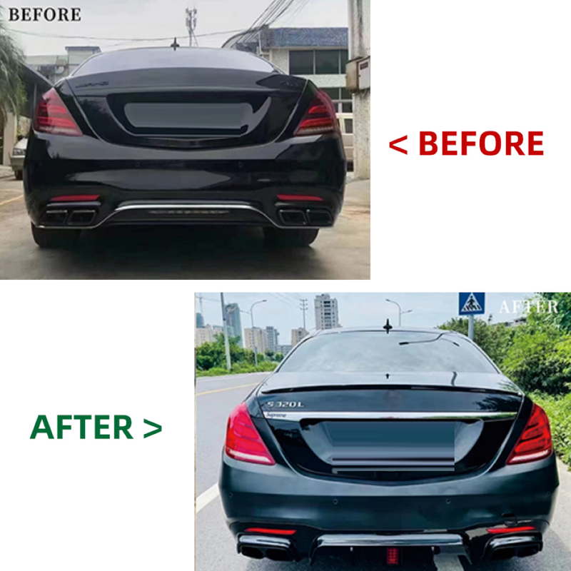 Car Craft Compatible With Mercedes Benz S Class W222 2014-2017 Upgrade Facelift Conversion Bodykit Brabus Kit Front Lip Skirts Diffuser Carbon Fiber