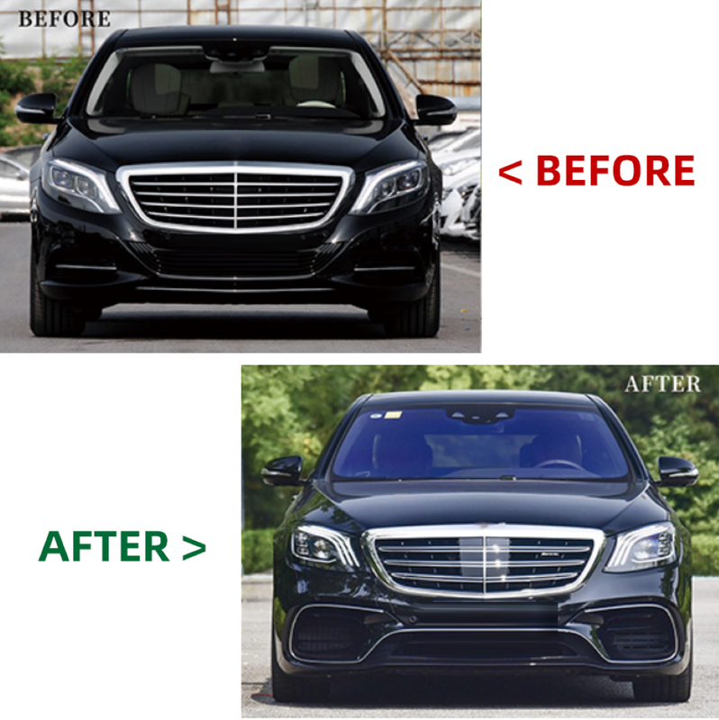 Car Craft Compatible With Mercedes Benz S Class W222 2014-2017 To W222 Lci 2018+ Lci Amg S63 Upgrade Facelift Conversion Bodykit Bumper Hood Headlight Taillight