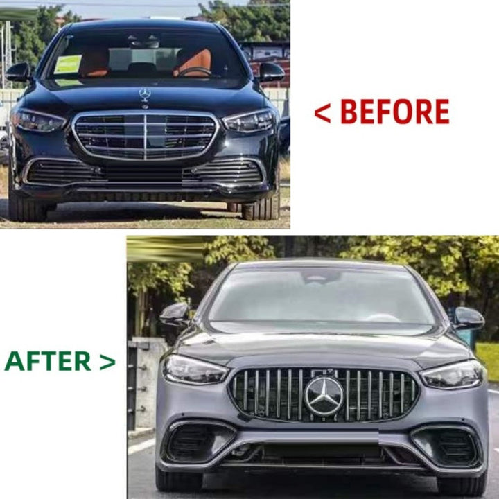 Car Craft Compatible With Mercedes Benz S Class W223 2021-2025 Car Upgrade To S63 Amg Bumper Bodykit Front After Lip Diffuser Exhaust Tips Fog Gril Cover Grill