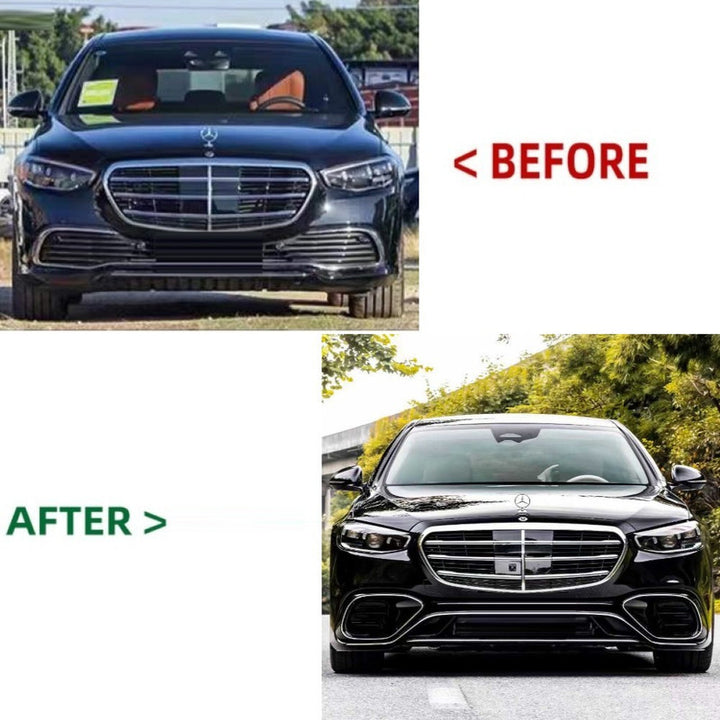 Car Craft Compatible With Mercedes Benz S Class W223 2021-2025 Car Upgrade To S65 Amg Bumper Bodykit Front After Lip Diffuser Exhaust Tips Fog Gril Cover Grill