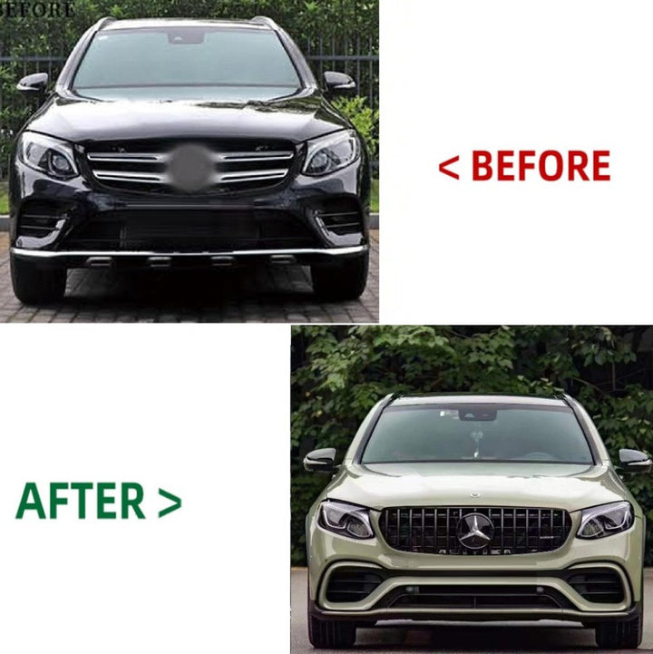 Car Craft Compatible With Mercedes Benz Glc W253 X253 2016-2020 Car Upgrade To Glc63 Amg Bumper Bodykit Front After Lip Diffuser Exhaust Tips Fog Gril Cover