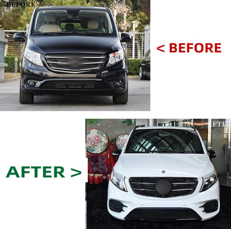 Car Craft Compatible With Mercedes Benz V Class Vito W447 2016-2021 To W447 Lci 2022 Amg Upgrade Facelift Conversion Bodykit Bumper Hood Headlight Taillight