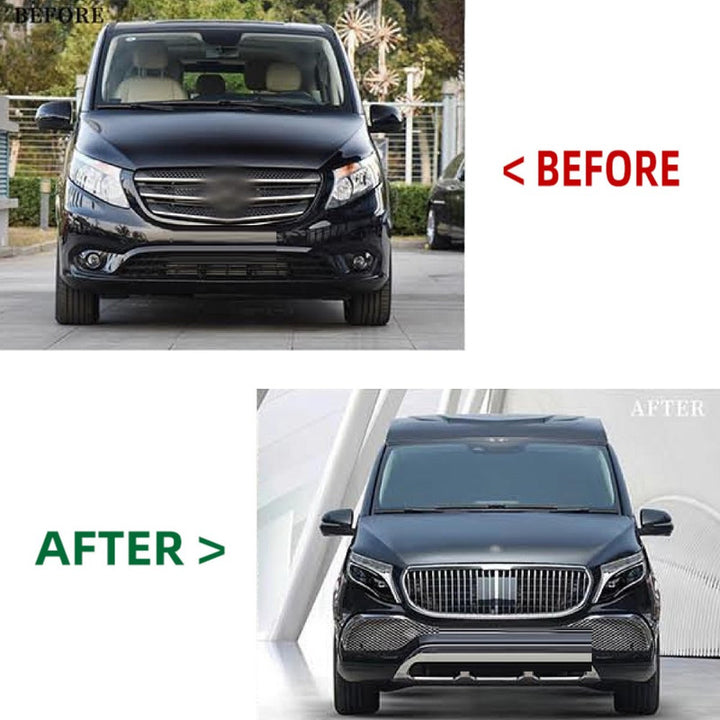 Car Craft Compatible With Mercedes Benz V Class Vito W447 2016-2021 To W447 Lci 2022 Maybach S600 Upgrade Facelift Conversion Bodykit Bumper Hood Headlight Taillight